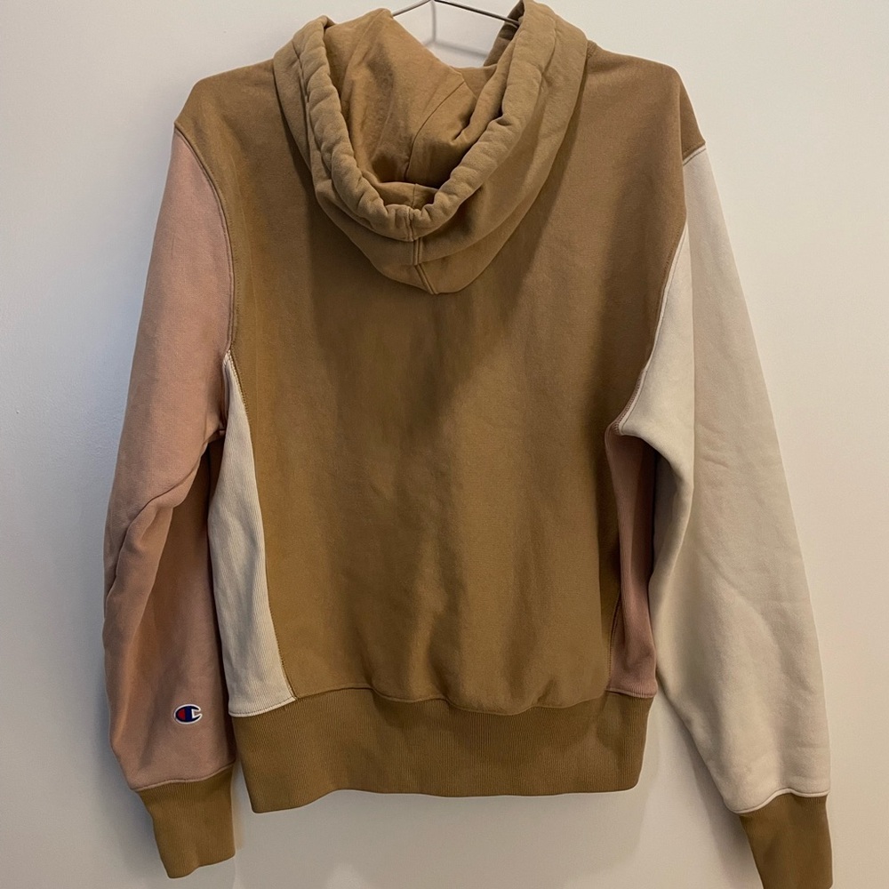 Champion Men's Tri-Tone Hoodie Size Small - Tan, Cream, and Pink - Picture 2 of 3